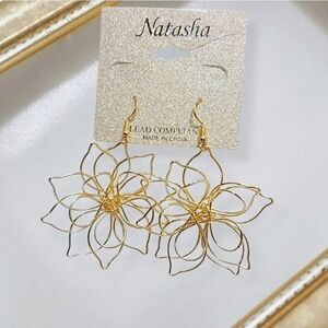 Natasha Couture Gold Wire Flower Earrings